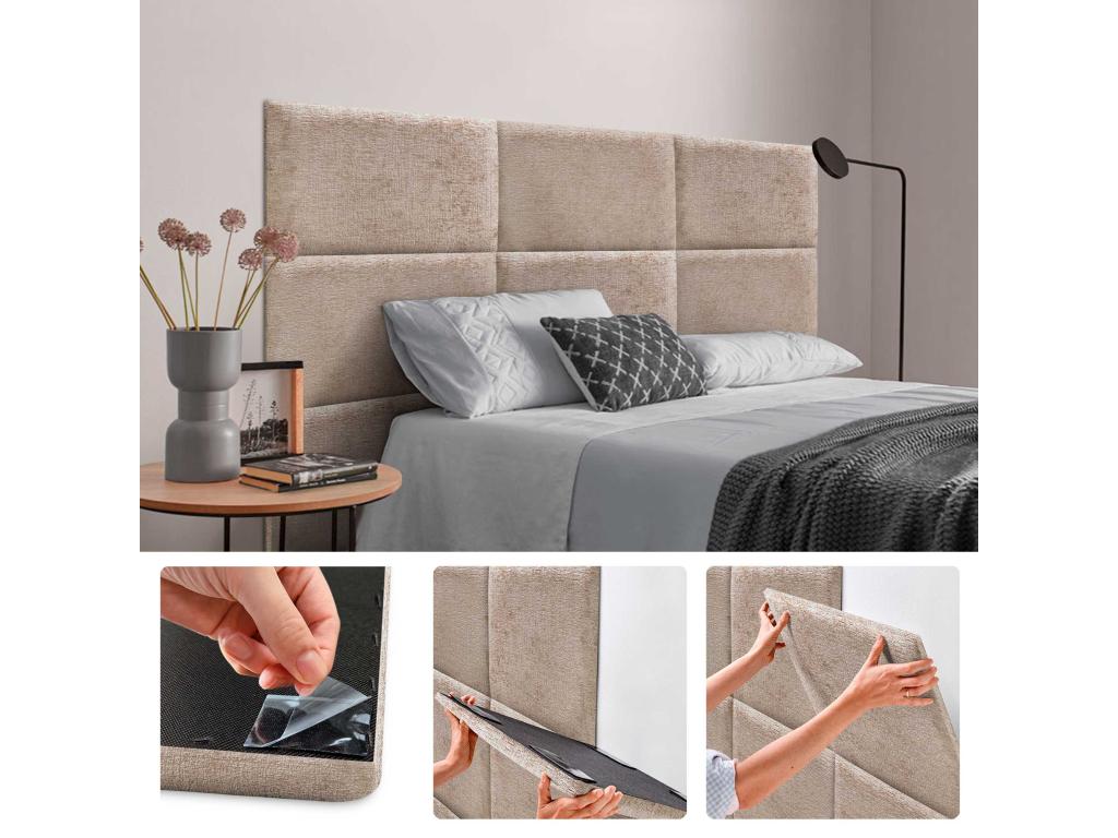 Decohaute Pack of 8 self-adhesive acoustic wall panels made of eco-friendly wool, shock-absorbing protection, light brown, 60x40 cm x8 MJOD70342