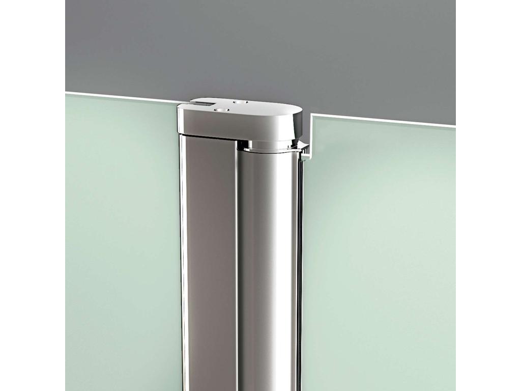Fixed shower screen with right-hand deflector in 6mm thick clear safety glass with anti-limescale coating, W 93 x H 32 x 125 cm, Domopure Alsace Sport QFRQ29582