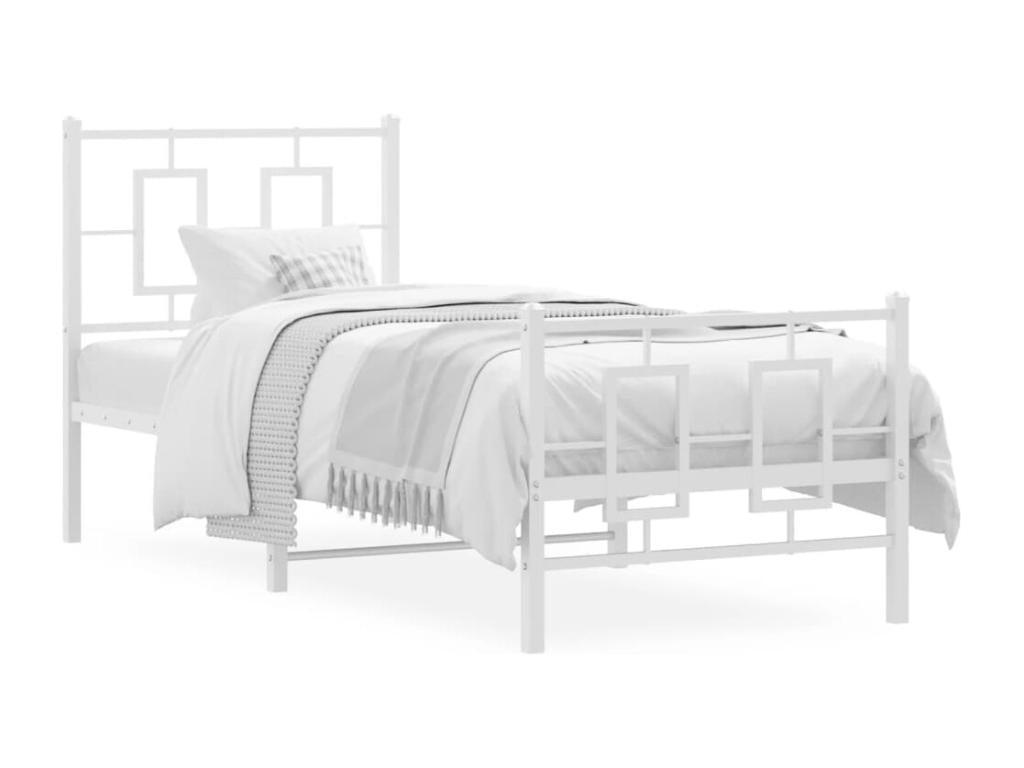 Metal bed frame with white headboard/footboard 75x190 cm MTPO33244
