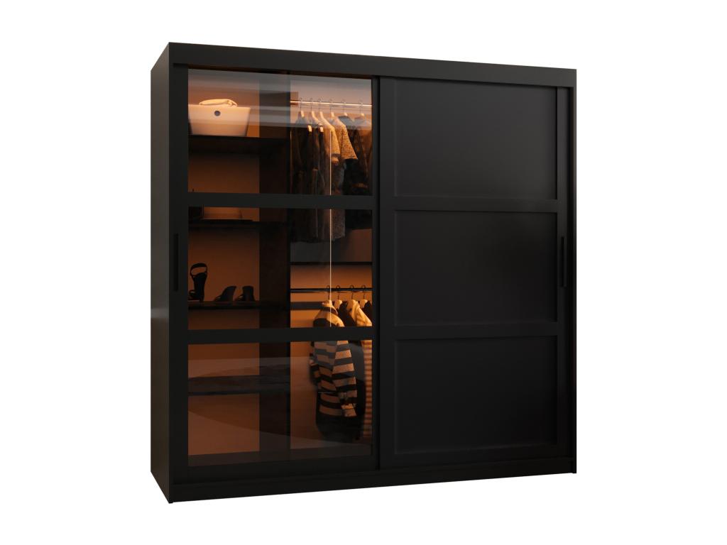 DOME 3 SLIDING DOOR WARDROBE 200/180/62 2 Doors black IBNK07063