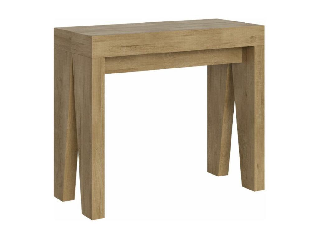 Modern extendable wooden console table 90x40-196 or 90x40-300 Decohaute - Natural color - Leg and support on Decohaute - 3 extensions OMVA78660