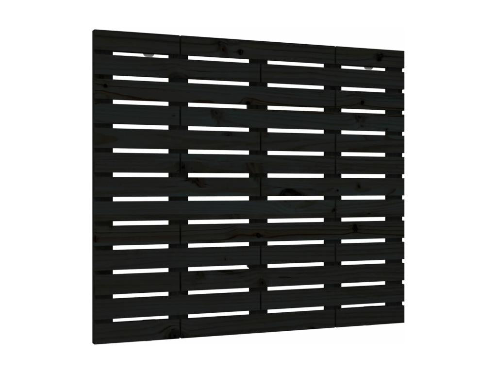 Wall-mounted headboard, black, 141x3x91.5 cm, solid pine wood, PHQJ50320