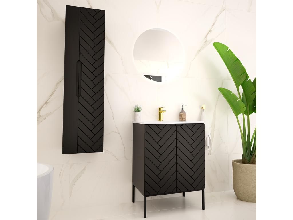 Domopure 60cm 2-Door Vanity Unit on Feet, Black GWNO21315