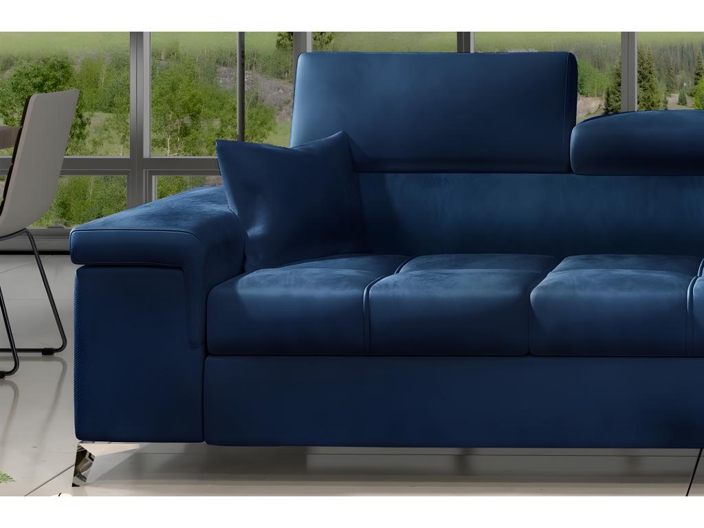Decohaute 5-seater luxury velvet corner sofa bed in blue, right-hand corner RMSM25468