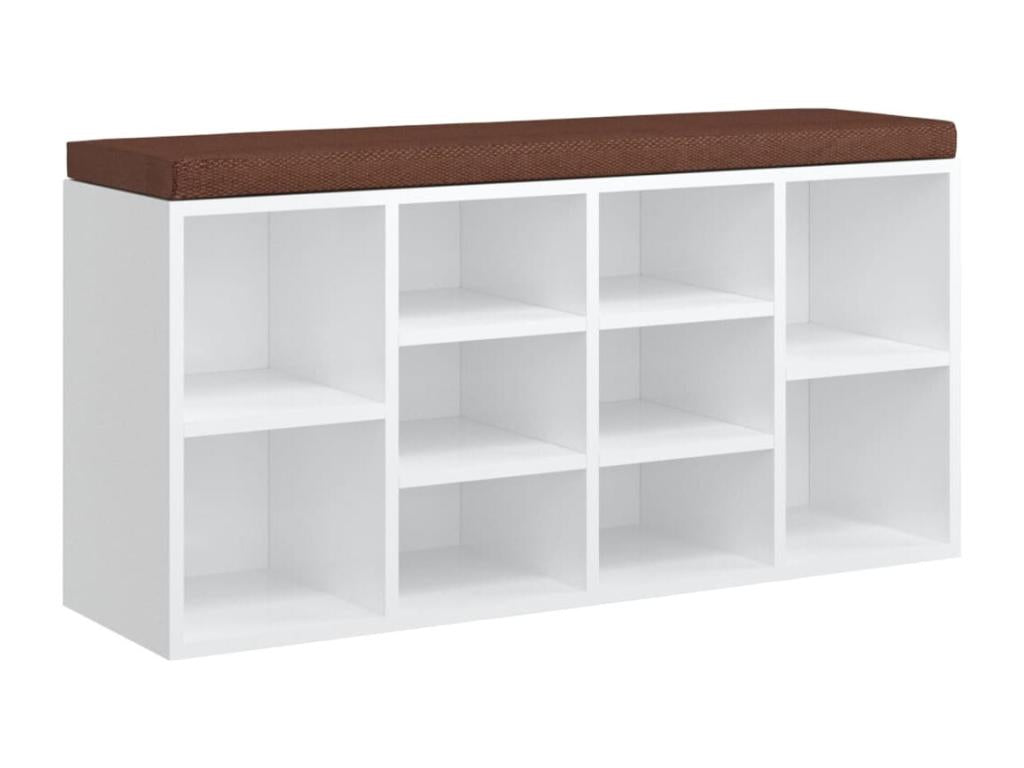 High-gloss white shoe bench, 103x30x48 cm, engineered wood, JZTW64612