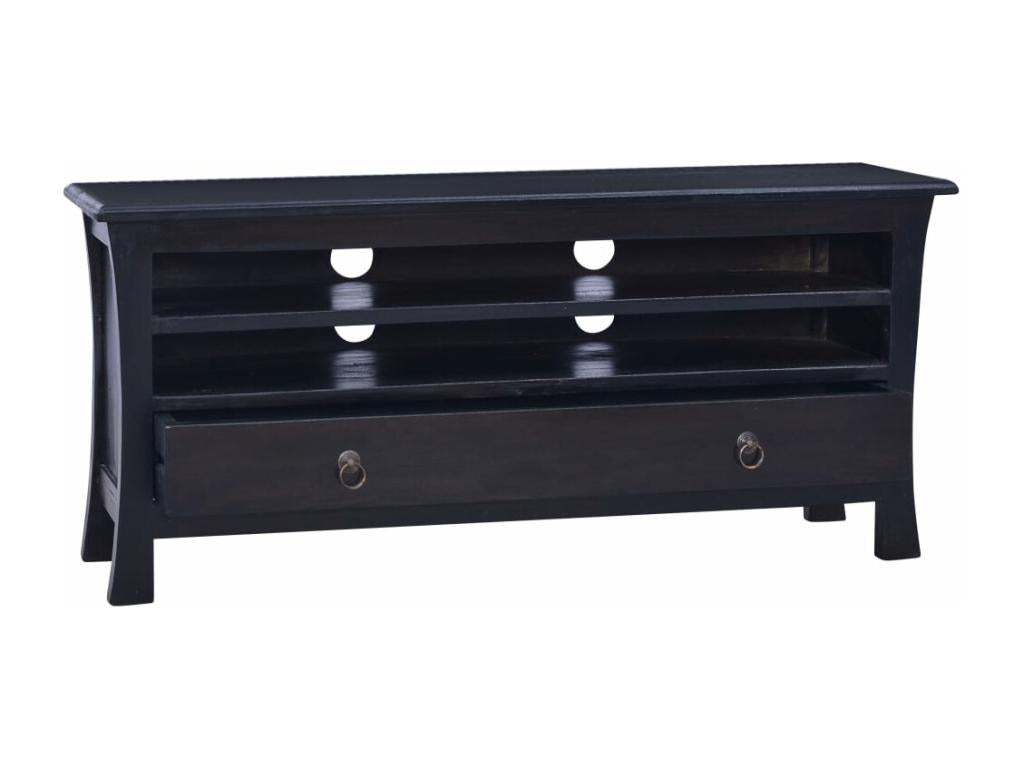 Light black coffee-colored TV stand, 100x30x45 cm, solid mahogany wood, VEIW79318
