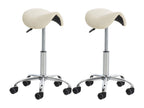 Set of 2 Office Stools - Faux Leather - Cream - Domopure DHJQ98652