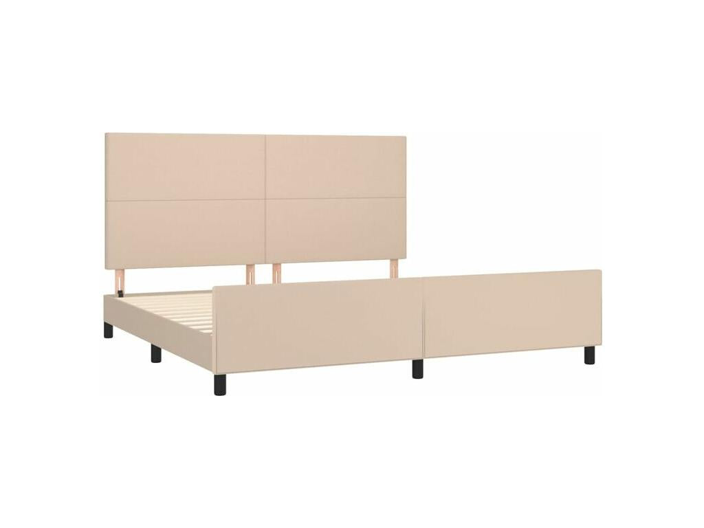 Bed frame with headboard, Cappuccino color, 200x200 cm, faux leather, VAYA68464