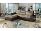 Domopure 275cm NBMF57100 Left-hand corner convertible sofa in mottled beige fabric and brown faux leather