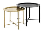 Set of 2 coffee tables/living room tables in black and gold metal EJHL33012