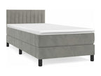 Upholstered bed base and mattress, light grey, 80x200 cm, velvet, CHKA22167
