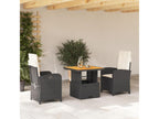 3-Piece Garden Dining Set with Cushions, Black VSAN61603