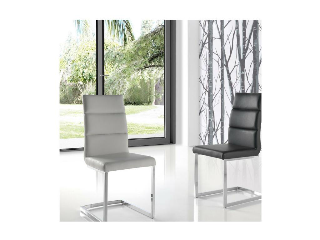 Set of four white eco-leather chairs - Domopure EZIJ84043
