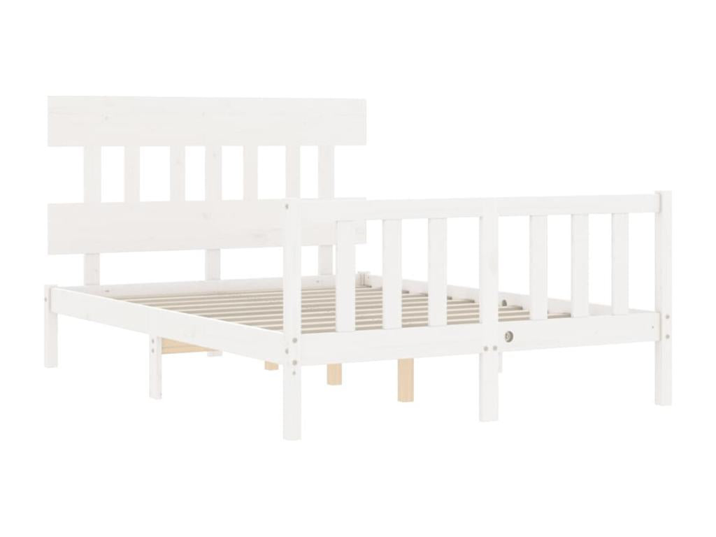 Bed frame with white headboard 120x200 solid wood DEPM57053