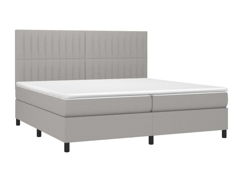 Upholstered bed base with mattress, light grey, 200x200cm, fabric FGLF04963