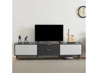 Elegant TV unit with 2 drawers, 2 doors and cable management - 200x40x50 cm - modern design - grey and white ATDL43036