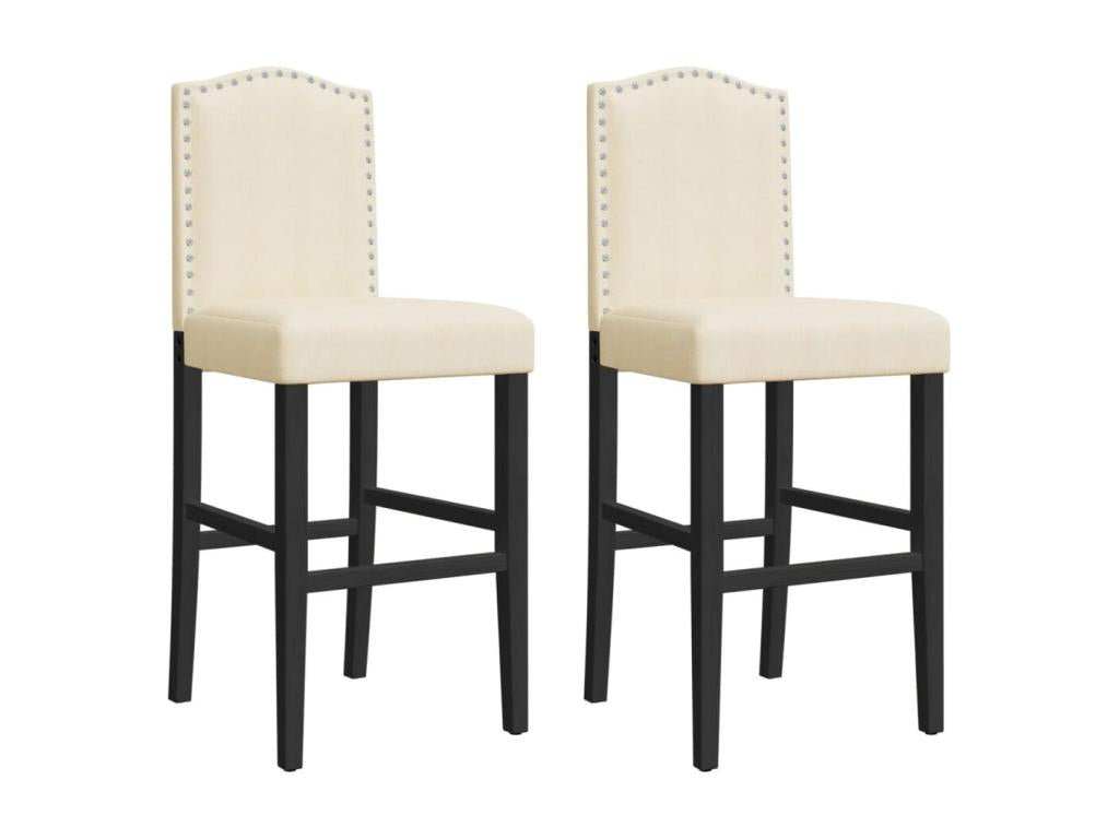 Bar stools, set of 2, solid rubberwood and fabric QGQR70349