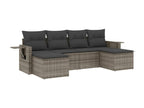 6-piece garden furniture set with grey resin wicker cushions YJVM05855