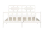 Bed frame with white headboard, 160x200 cm, solid wood, OCAT83362