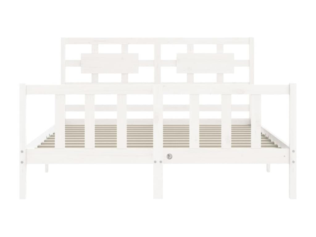 Bed frame with white headboard, 160x200 cm, solid wood, OCAT83362