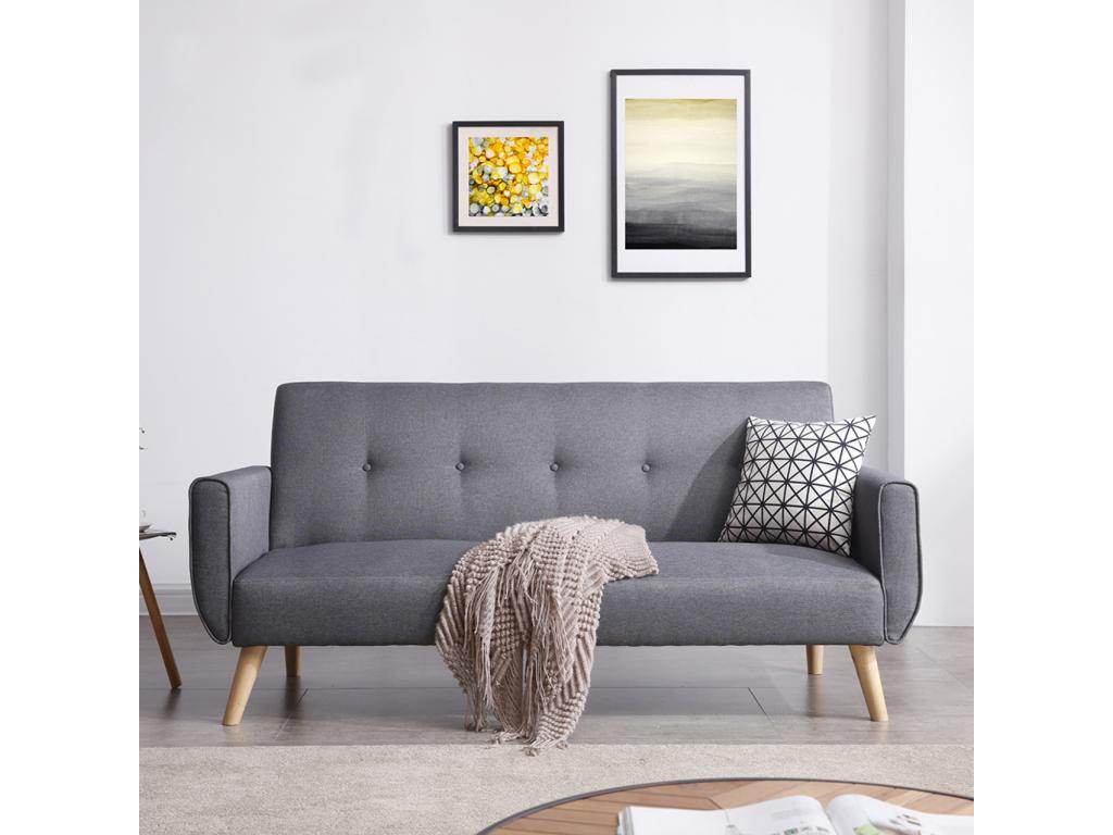 Domopure SDOQ00595 3-seater Scandinavian convertible sofa in grey