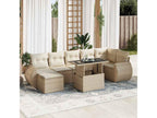 8-piece garden furniture set with cushions, beige wicker resin, UYIT84091