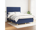 Upholstered bed base with mattress, blue, 140x190 cm, fabric DRGI13942