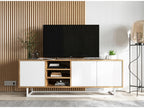 TV unit with 3 doors and 1 open shelf - Decohaute oak frame with matte white fronts - 150 cm metal frame WDHU24615