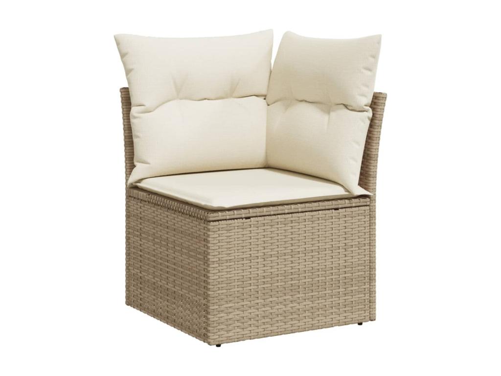 Garden furniture set with cushions, 6 pieces, beige woven resin, MRUV68472
