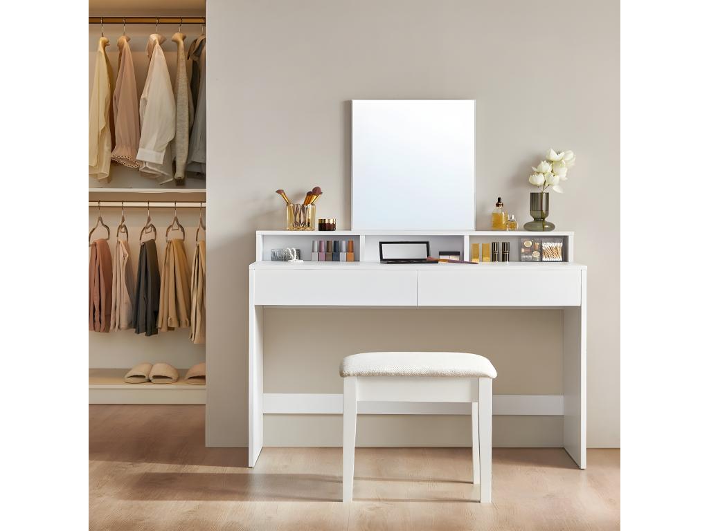 Dressing table with 2 drawers and 3 small niches with mirror - H140 cm NGRL86348