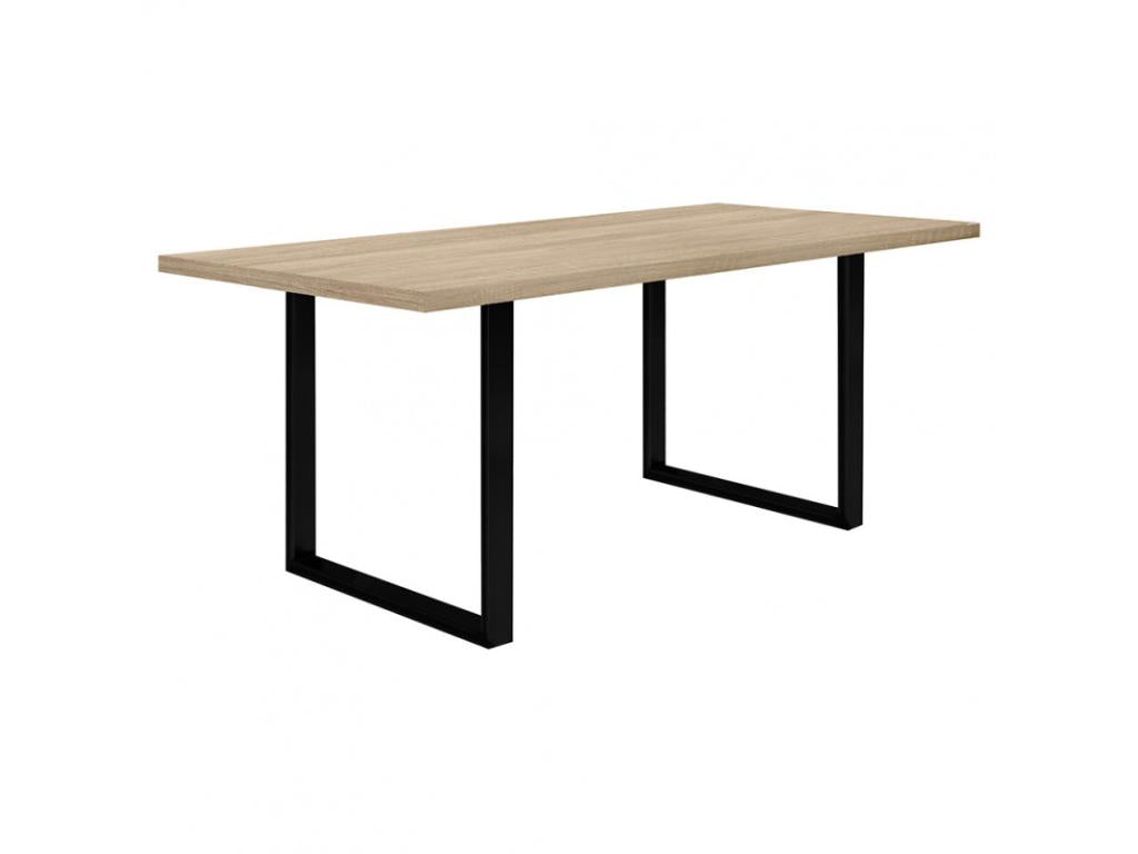 Dining table 180 cm, light oak finish and black metal legs - Decohaute 02 ATKS64682