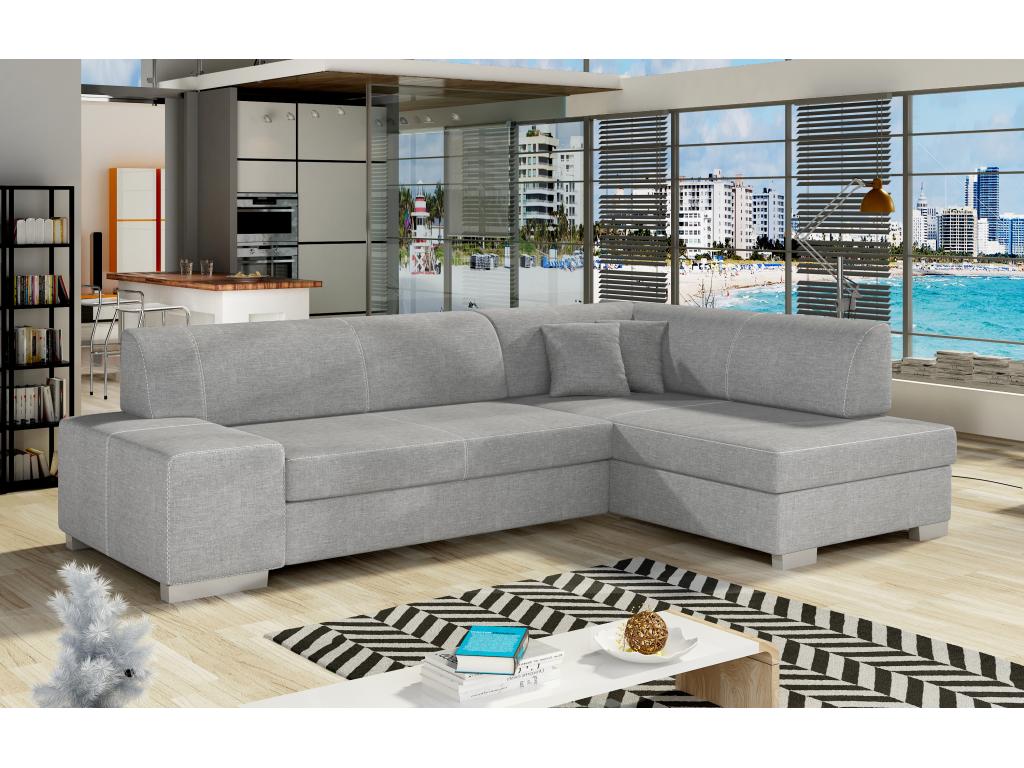 Domopure 272cm light grey fabric right-hand corner convertible sofa VPNP14376