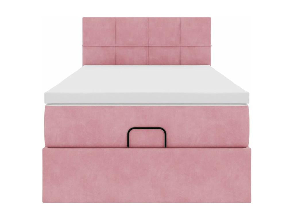 Ottoman bed frame with pink velvet mattress 100x200 cm POFS93037