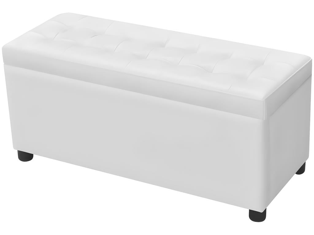 Storage pouf, white faux leather, GHJB66778