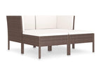 4-piece garden furniture set with cushions, brown woven resin, OJMY87096
