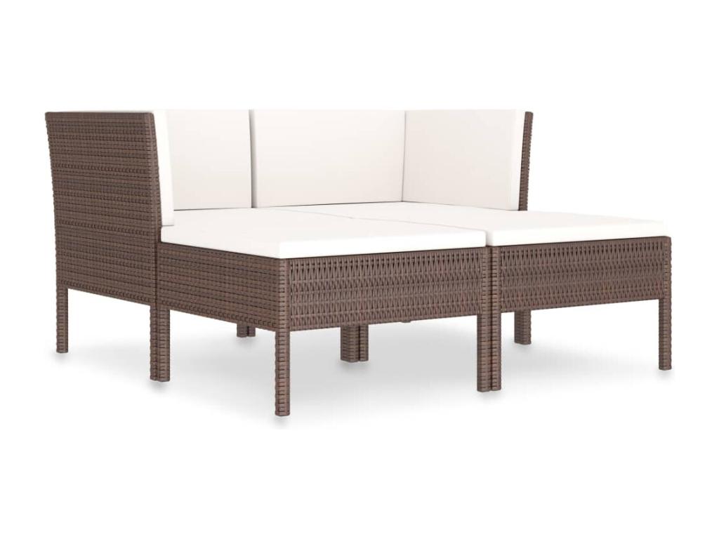 4-piece garden furniture set with cushions, brown woven resin, OJMY87096