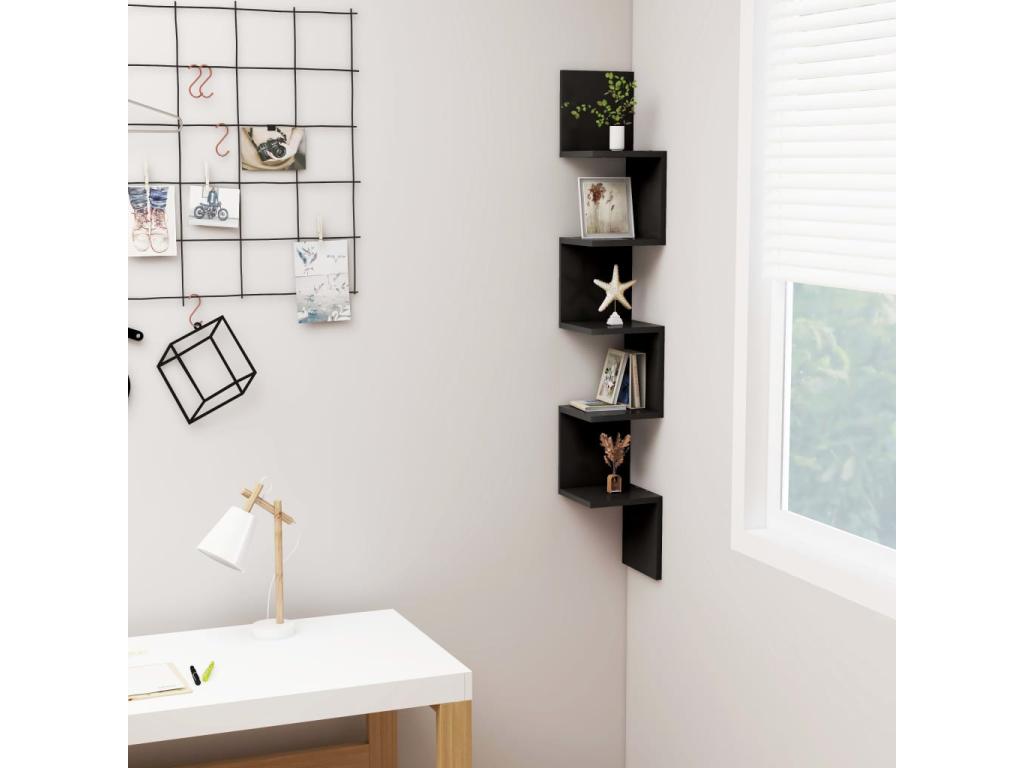 Black Corner Wall Shelf 20x20x127.5 YEVA19324