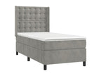 Chicyla bed base with LED light grey mattress 90x200cm Velvet FGYI36903