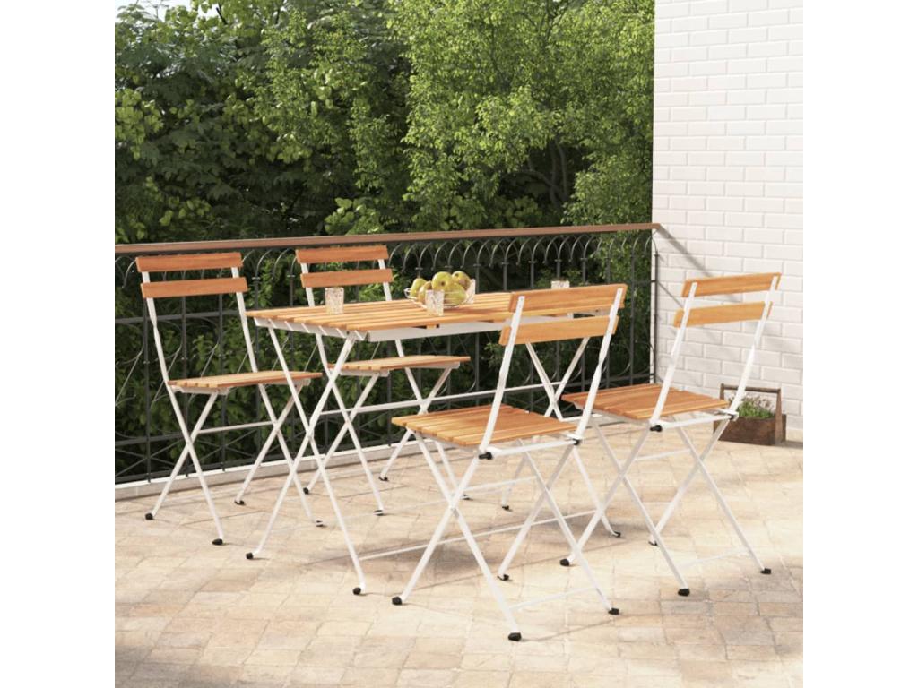 Decohaute 5-piece folding set, solid wood and steel, GOGS77130