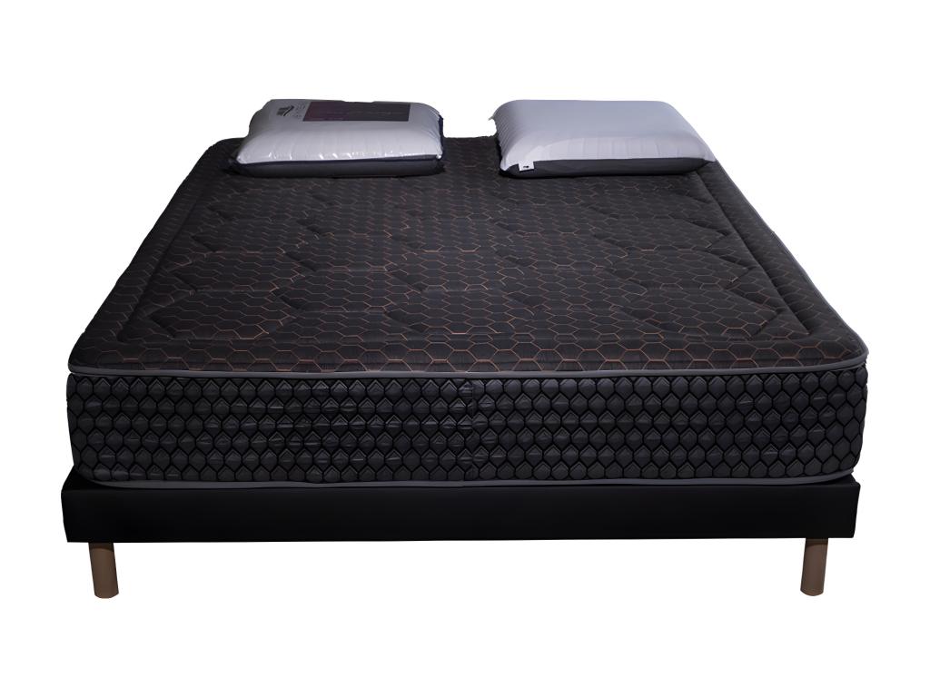 Decohaute Black Memory Foam Mattress Set - 140x190cm and 2 Visco Pillows 60x60cm - Black Bed Base CORT52284