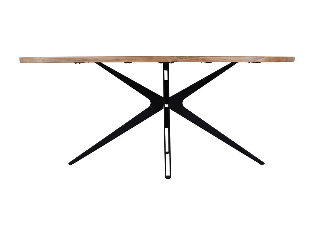 Domopure YEAZ85968 8-Person Dining Table in Wood and Metal - Natural and Black