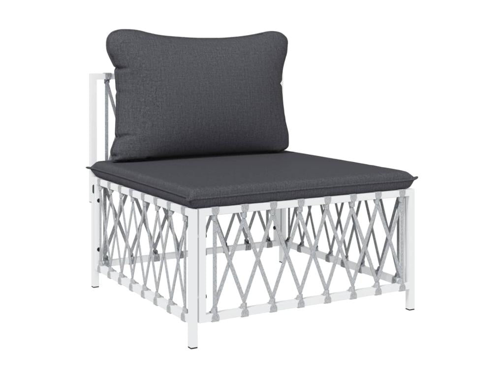 Garden furniture set with cushions, 5 pieces, white steel, NMLV10919