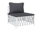 Garden furniture set with cushions, 5 pieces, white steel, NMLV10919