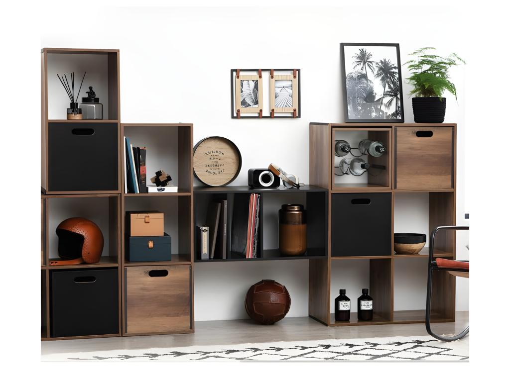 Dark brown wooden shelf - Length 67 x Depth 32 x Height 67 cm NZOC60402
