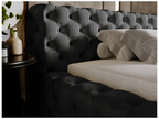 Upholstered bed with storage - 140x200 - double bed - velvet - black - Domopure YTKZ03963