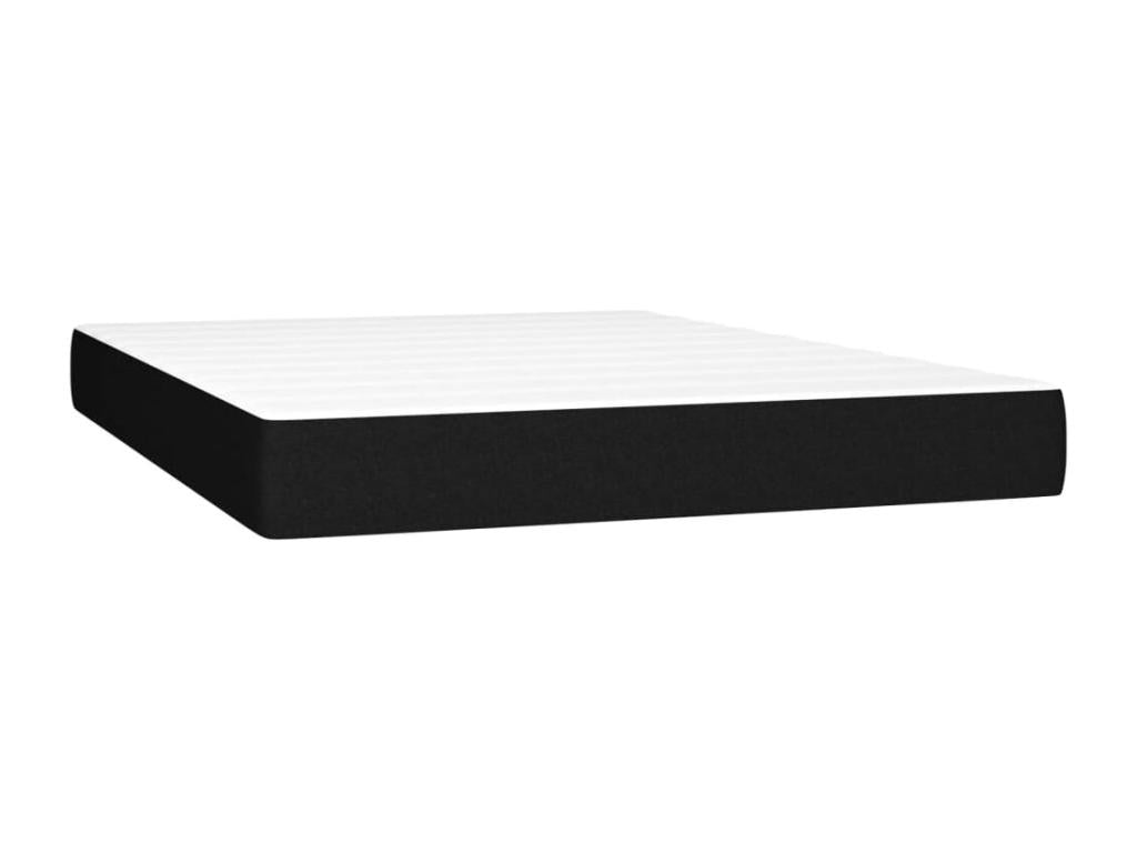 Upholstered bed base with mattress and LED lighting, black, 140x190 cm, fabric DPNY43770
