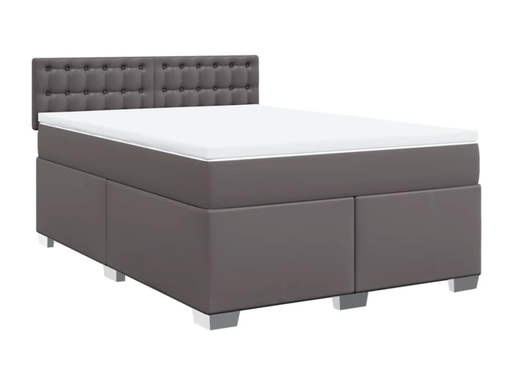 Domopure bed base with mattress, Grey, 140x200 cm, Faux Leather, RINY52478