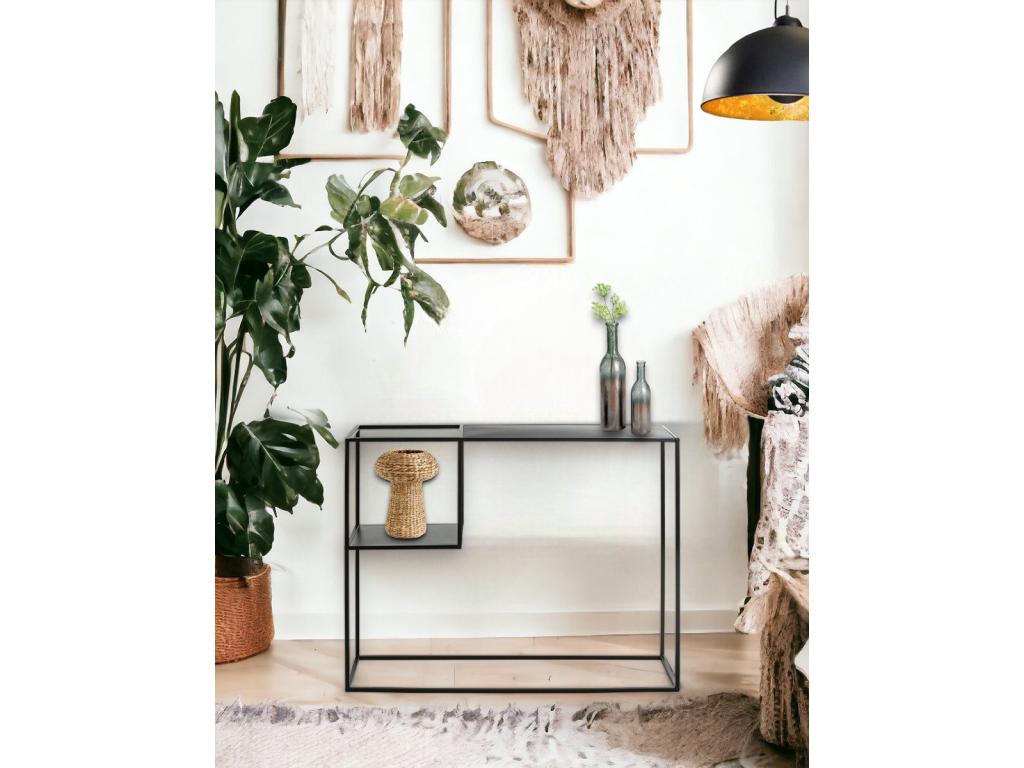 Metal console table, black color - length 100 x depth 30 x height 80 cm XJYF87060