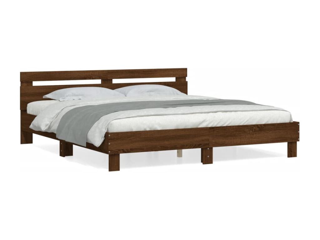 Bed frame with brown oak headboard 200x200 cm RXTN15185