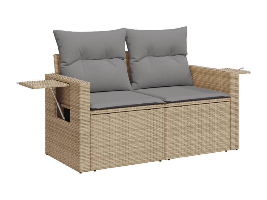 9-piece beige resin wicker garden furniture set with cushions ZECP33344